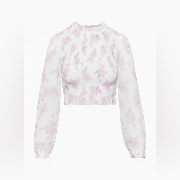 BNWT Aritzia Wilfred Tempest Floral Blouse in White and Cloudy Lilac Size XS - Picture 1 of 5
